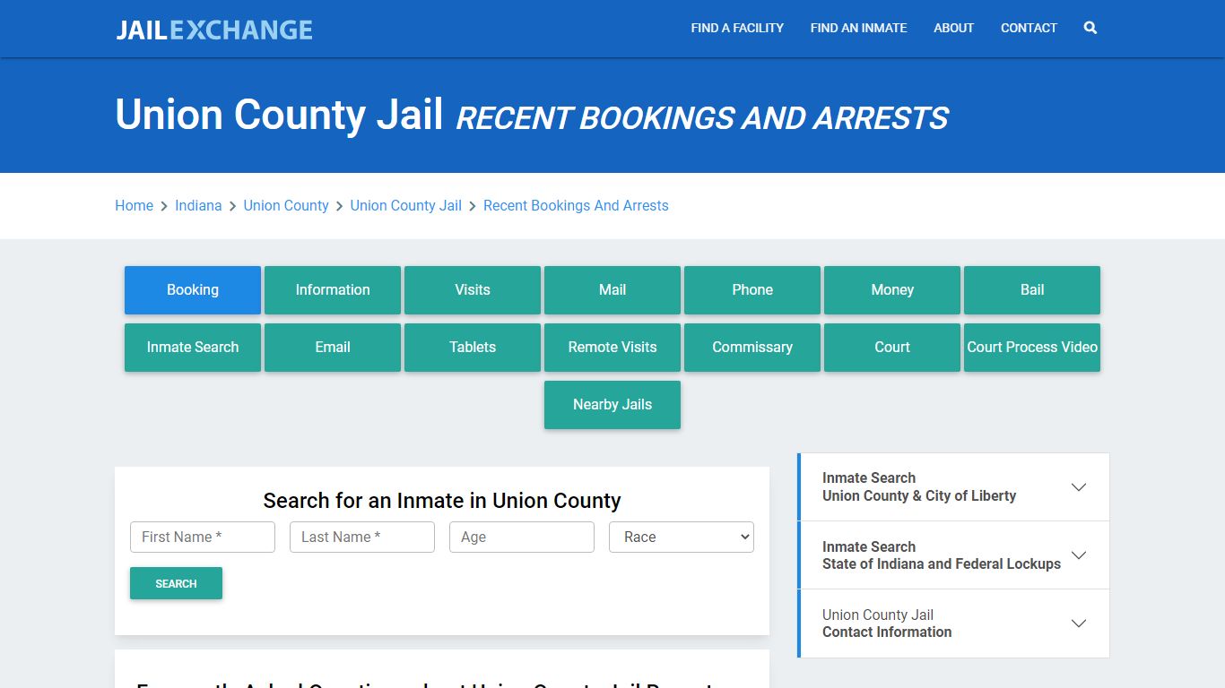 Union County Jail Recent Bookings And Arrests - Jail Exchange