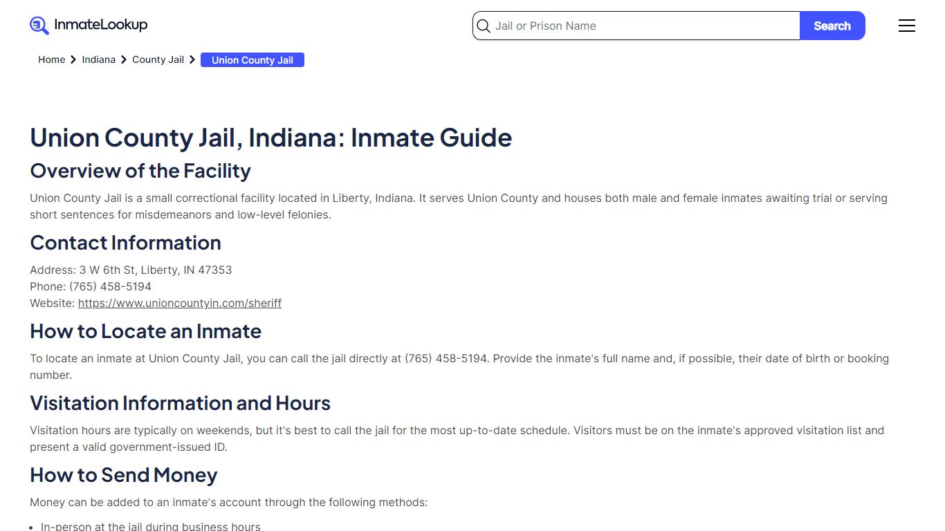 Union County Jail Inmate Search - Inmate Lookup